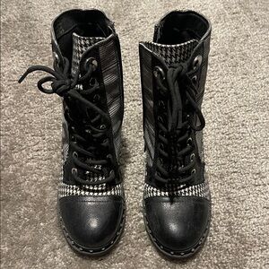 Aldo Black and White Heeled Boots